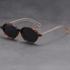 Retro Small Frame Oval Sunglasses Korean Japanese Style Green Lens Tortoise Temples