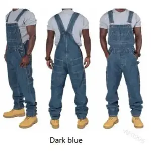 Men's Cowboy Siamese Multi-Pocket Jeans Overalls Suspenders