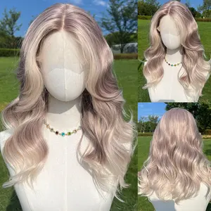 【Exclusive to experts】SMILCO/24 Inches Pink Highlighted 13*6*1 T Lace Front Free Part Curly Medium Synthetic Women Wigs for Christmas /SM9027
