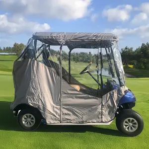 2 Passenger Golf Cart Cover Driving Enclosure, Clear Vinyl Panels for 2 Passengers, YKK Door Zippers, Weatherproof - Grey