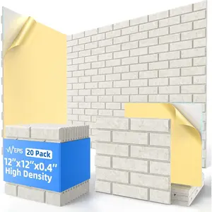 20 Pack Self Adhesive Acoustic Panels 12" X 12" X 0.4" High Density Sound Proof Foam Sound Absorbing Panels for Home Studio Office Wall Decor - Ivory
