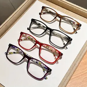 4-piece vintage style unisex reading glasses - Lightweight durable glasses, Blue light blocking, embossed process for computer reading