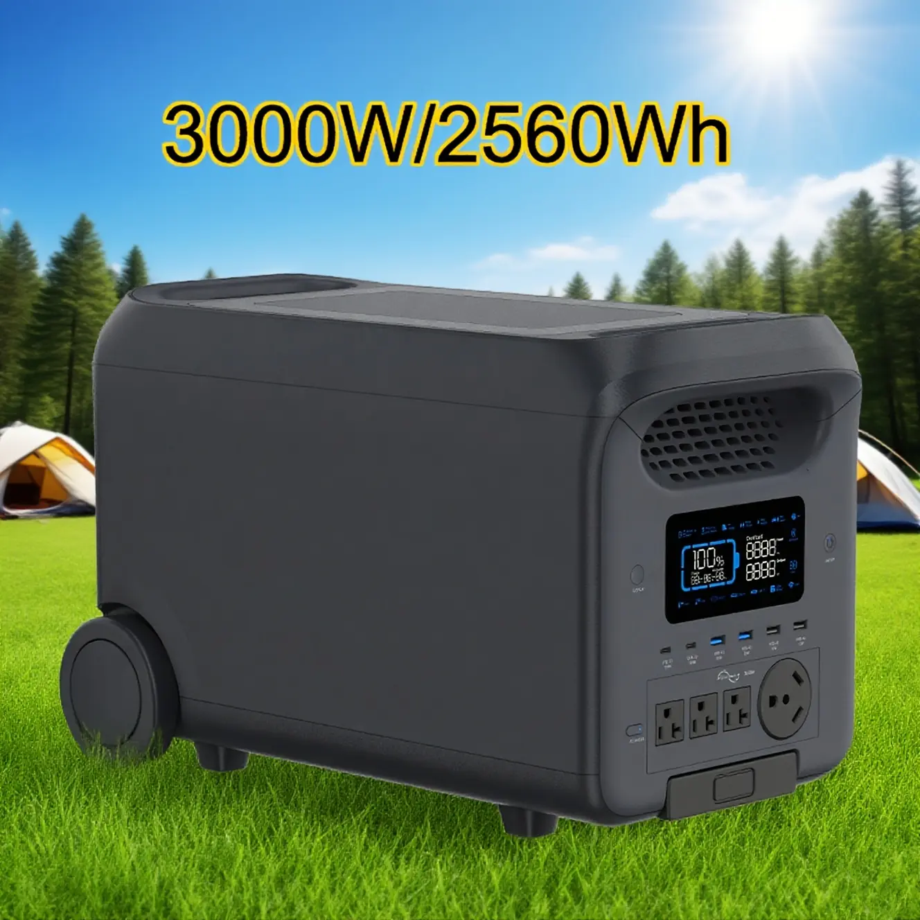 3000W LiFePO4 Lithium Iron Phosphate Portable Generator - 2560Wh High-Capacity Mobile Power Supply, 1.6-Hour Fast Charging, 30dB Silent Lightweight Backup, 10-Year Service Life, USB-C Output, Outdoor Gadgets for RV Camping,summerwins
