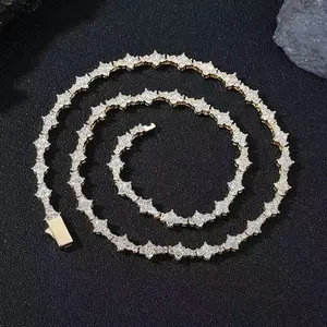 Personalized Bling Hip Hop Necklace for Men Rap Streetwear Style Spring Clasp Tennis Chain with Sparkling Stones Casual Trendy Jewelry Jewellery Accessories Complimentary shipping