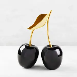 Z Gallerie Gold/Black Oversized Cherries Coffee Table Manic Cherry Room Decor Home Ornament Statues Collectible Figurines Aluminium