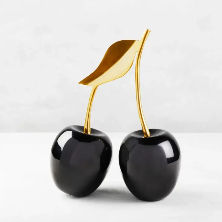 Z Gallerie Gold-Black Oversized Aluminium Cherry Fruit Coffee Table - Gold-Tone Contemporary Art Statue, Indoor Metal Decor Display, Modern Decorations for Living Room Home Use