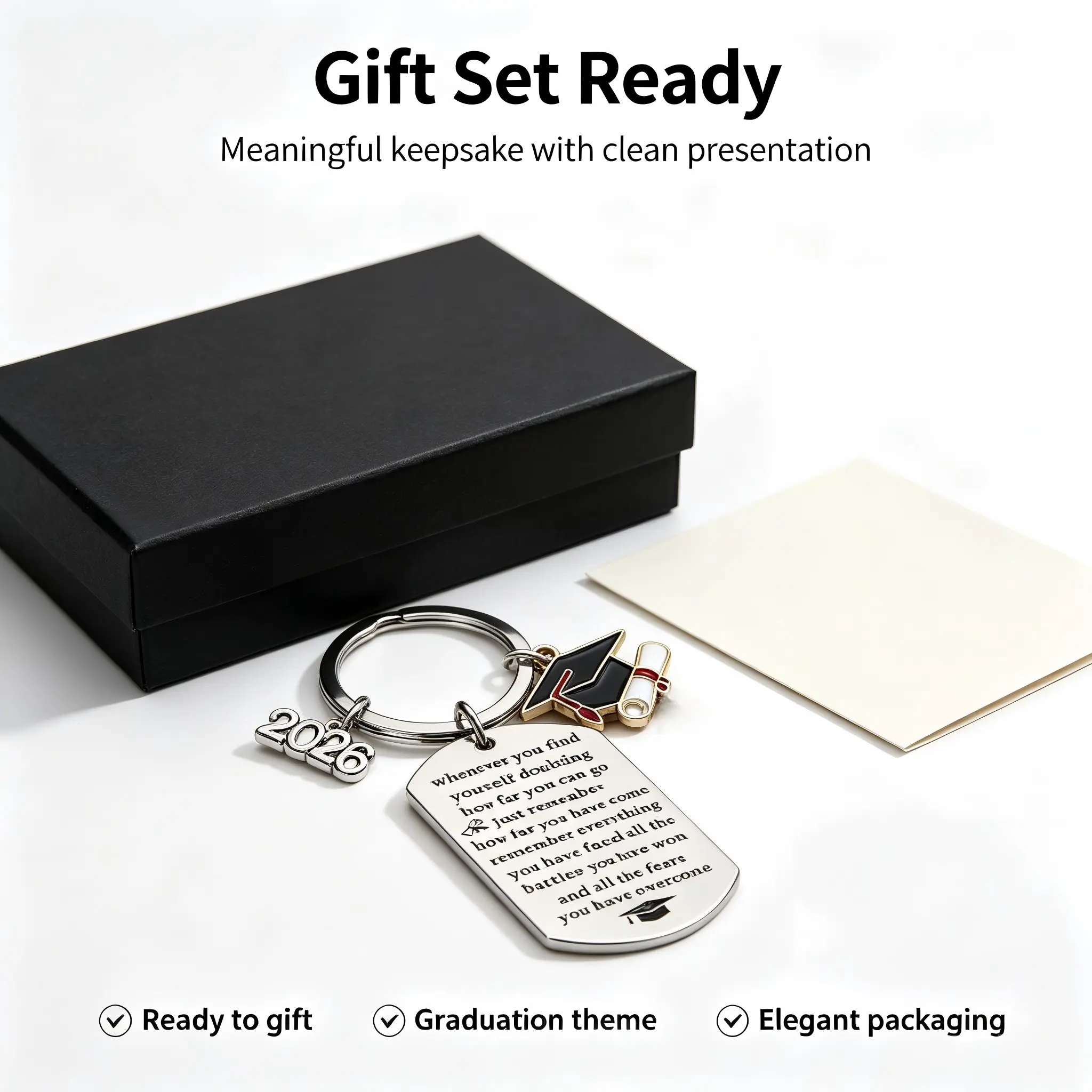 2026 Graduation Keychain for Him and Her, Engraved Stainless Steel Jewelry with Inspiration Quote, Commemorative Souvenir for Unisex Adults, Ready to Gift, Keychain Collectibles, Graduation Day