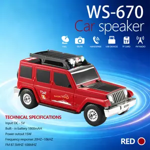 WSTER WS670 Classic Off-Road Vehicle Bluetooth SpeakerWith FM radio, USB, TF, TWS stereo sound and LED lights.An ideal gift for kids and car lovers.Great for car use, tabletop games, outdoor activities and Easter parties travel
