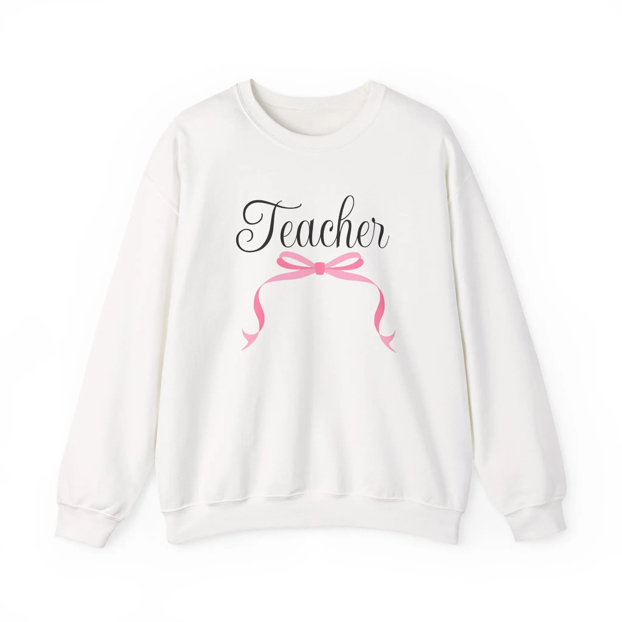 Coquette Teacher Sweatshirt – Pink Bow Aesthetic Crewneck | Back to School Teacher Outfit
