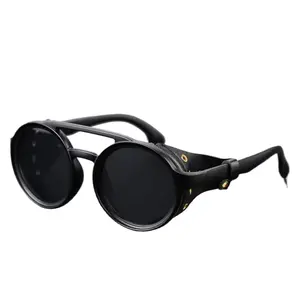 Vintage Round Frame Fishing Glasses for Men Retro Punk Windproof Sunglasses Outdoor Sports Cycling Eyewear Stylish Protective Shades for Fishing Travel and Daily Streetwear Fashion Accessories