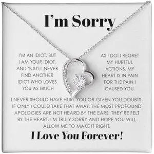 Im Sorry Gifts For Her Necklace,  I Love You Gifts For Her I Miss You Apology Gifts For Her Necklace Women, Jewelry Necklace Apology Card Im Sorry Card Woman Necklace with Message Card