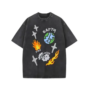 Oversized Solid Drop Shoulder T Shirt -  Streetwear Basic Tees Baggy Hip Hop Unisex Tops Acid Wash