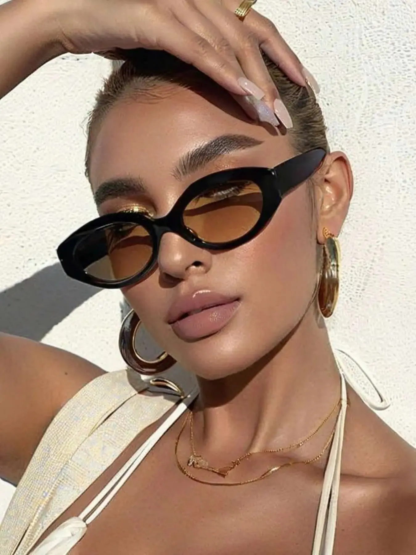 Vintage Oval Fashion Glasses Acrylic Frame Lightweight Comfortable Trendy Unisex Eyewear for Beach Vacation Travel Streetwear Stylish Glasses