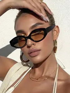 Vintage Oval Fashion Glasses Acrylic Frame Lightweight Comfortable Trendy Unisex Eyewear for Beach Vacation Travel Streetwear Stylish Glasses