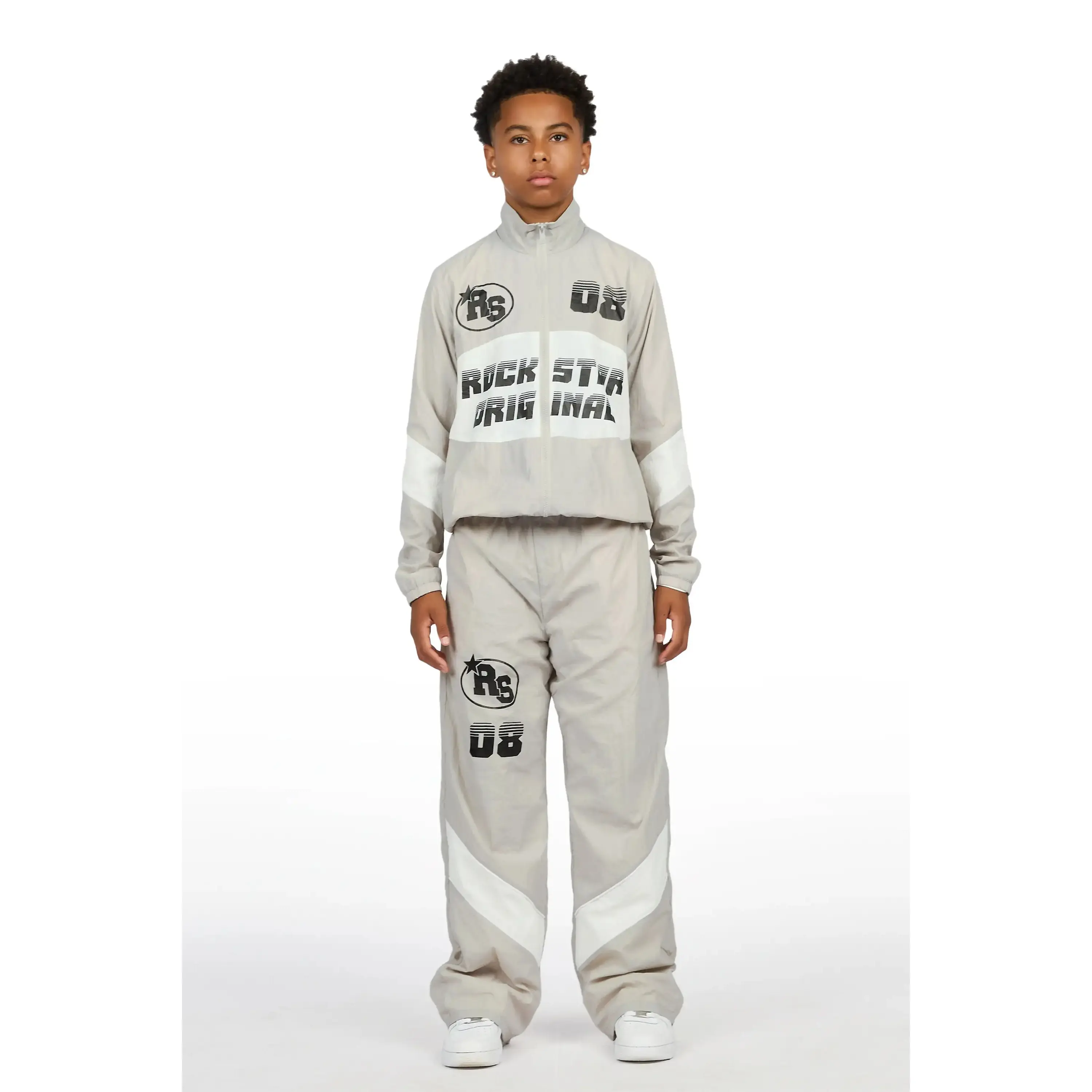 Boys Wayra Grey Windbreaker Jacket Track Set