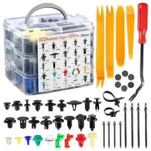 925/725pcs Universal Automotive Bumper Fixing Clips, Car Door Panel Clips, Push Fender Rivet Expansion Screws Replacement Kit, Automotive Fastener Assembly with Fastener Removal Tools, Automotive Accessories