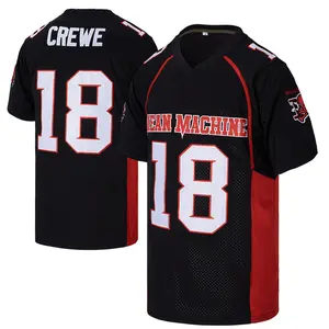 Mean Machine #18 Crewe American Football Jersey polyester V-neck mesh ventilation Show Your Team Spirit black sweatshirt daily training suit Outdoor sportswear Fan clothing