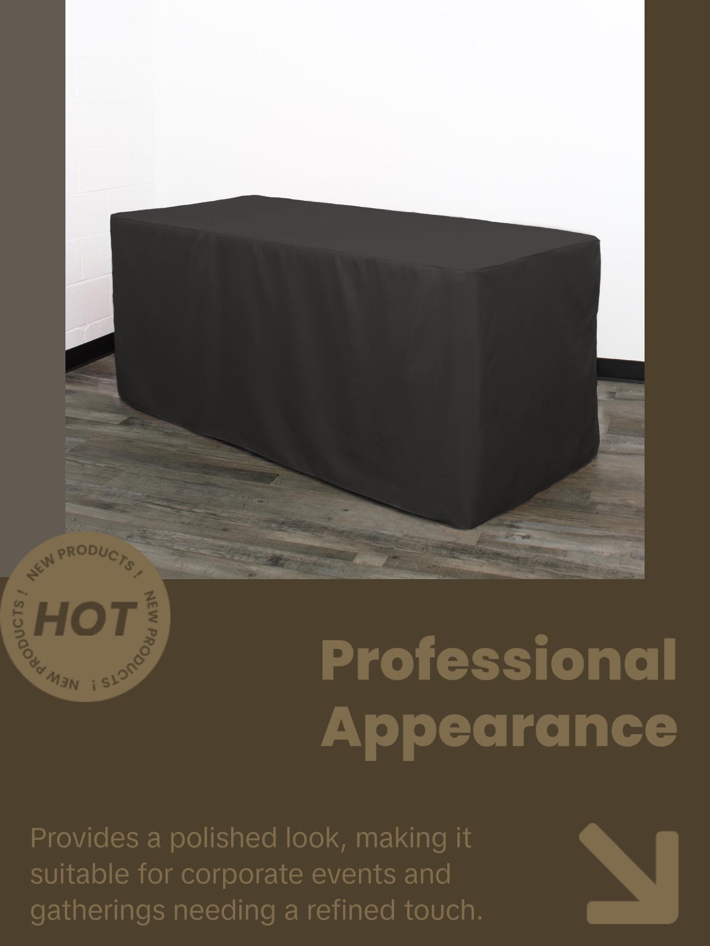 8 ft. Polyester Fitted Tablecloth Rectangular Black