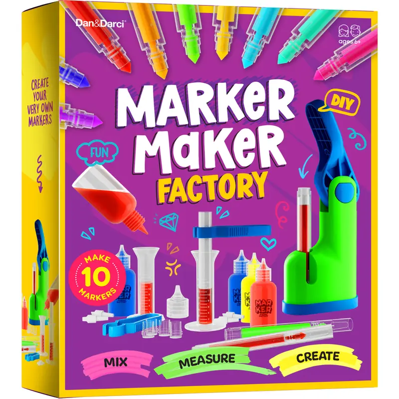 Dan&Darci All-Inclusive DIY Marker Making Kit for Kids - Easy-to-Use Tools (Tweezers, Beakers), Customizable Markers, Color-Mixing Discovery Play, Ages 6+ Educational Arts & Crafts Gift (Toys & Hobbies)