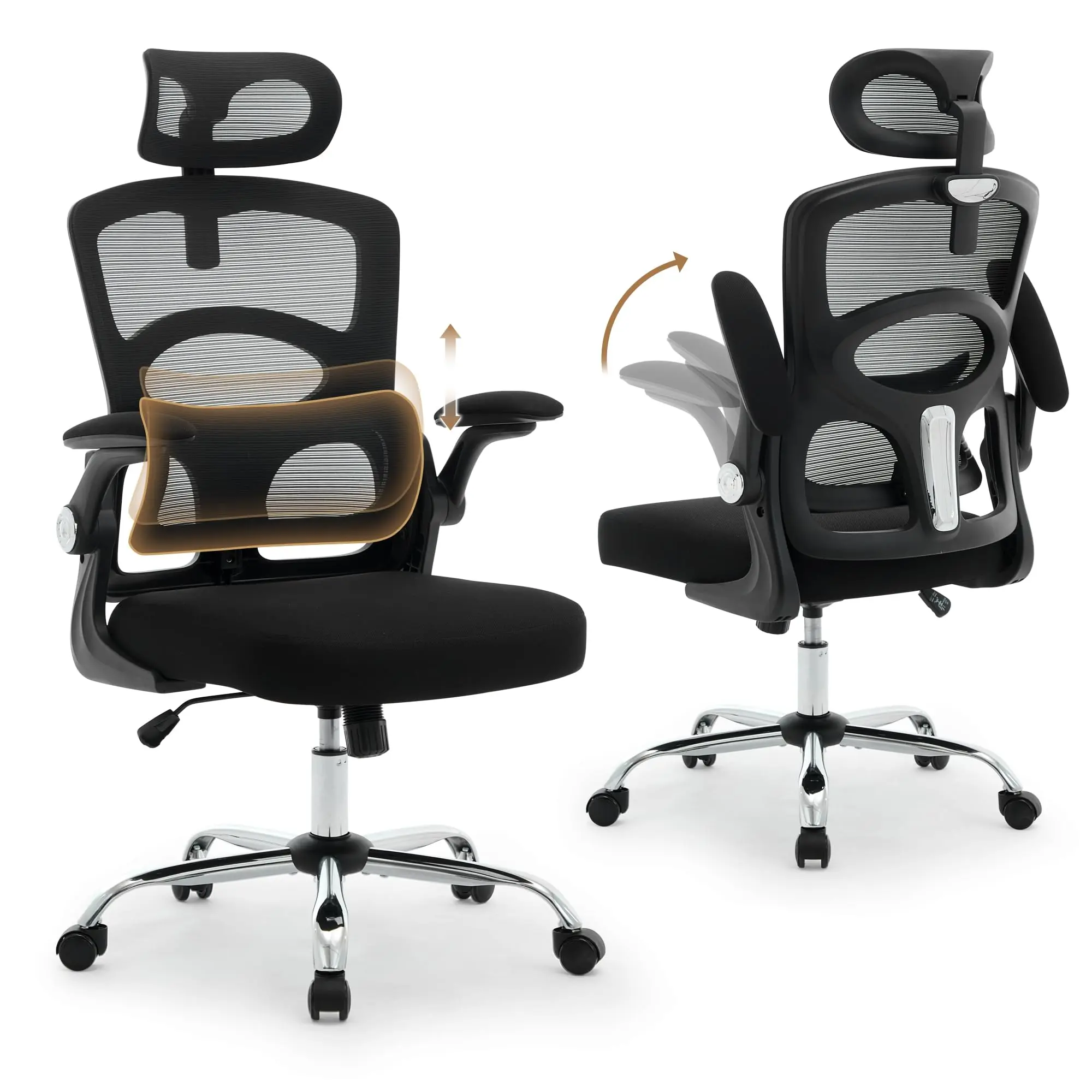 💺 Ergonomic Mesh Office Chair – Adjustable Headrest & Lumbar Support – 360° Swivel, Comfy Computer & Gaming Task Chair for Home or Office ✨, Gaming Chair