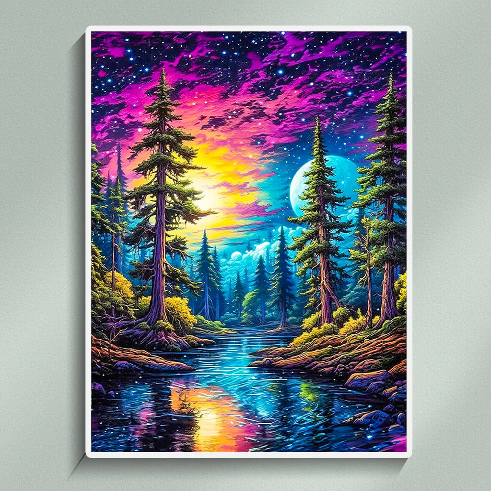 5D Diamond Painting Night Forest Scenery Diamond Mosaic Embroidery Cross Stitch Kit Full Yuan Diamond DIY Wall Home Decoration Gift