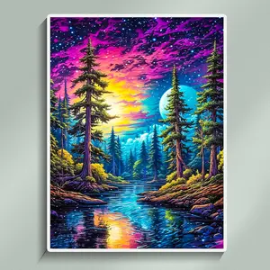5D Diamond Painting Night Forest Scenery Diamond Mosaic Embroidery Cross Stitch Kit Full Yuan Diamond DIY Wall Home Decoration Gift