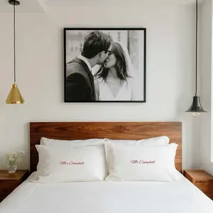 Couple's Matching Satin Pillow Cases Personalized with Names Mr. & Mrs. for Romantic Bedding Decor