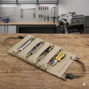 Heavy-Duty Oxford Tool Roll Bag, Hanging Portable Tool Kit for Car maintenance & Outdoor Work. Durable, Tear-Resistant Organizer with Hanging System, Ideal for Home Use, automotive Repair, and Field Service. compact, Wear-Resistant Tool Storage Solution.