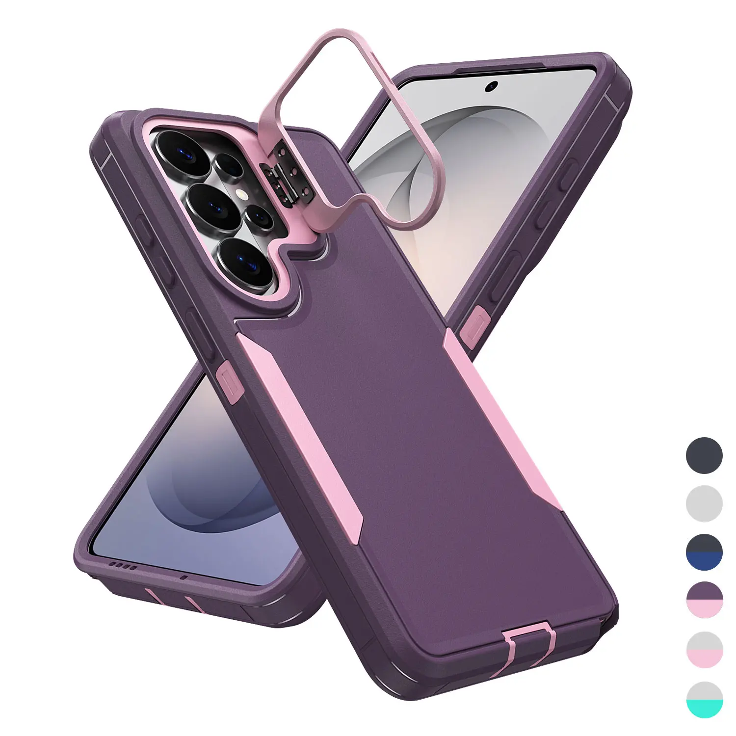 Designed for Samsung Galaxy S26 Ultra S25 S24 S23 S22 Case with Kickstand, 2 in 1 Military Grade Drop Heavy Duty Rugged Shockproof Protective Cover Case