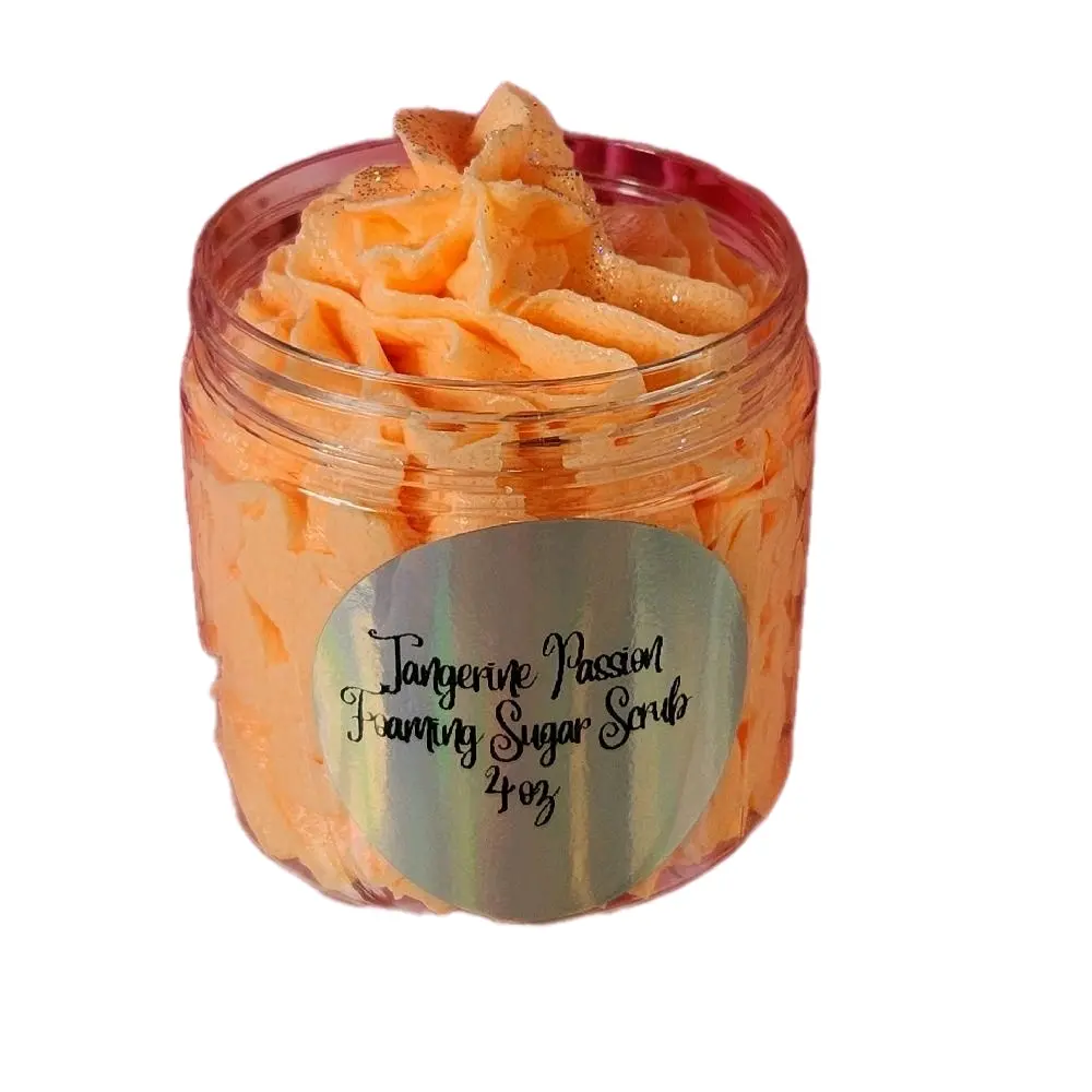 Whipped Sugar Scrub with Shea Butter, Tangerine Passion Fragrance & Papaya - Hydrating, Exfoliating Foaming Body Polish for Sensitive & All Skin Types, Gentle Daily Nourishing Moisturizer Cream (24 Months Shelf Life)