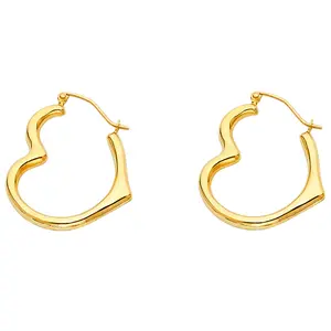 Estrella Heart Hoops — Medium (14K Gold Angled Heart Earrings)