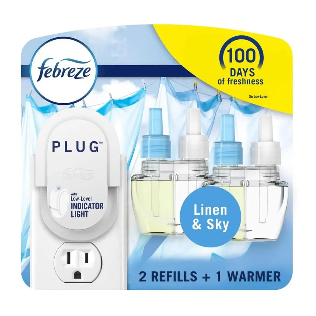 Plug In Air Fresheners, Linen & Sky Scent, Odor Fighter for Strong Odors, 1 Warmer + 2 Oil Refills Aroma Fragrance Room Decor Kit Scented Perfume