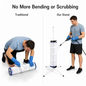 Pool Filter Cleaner Stand, Compatible with 3"/4"/6" Inner Diameter Filter Cores for Pool Maintenance