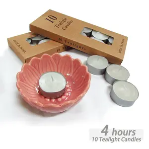 Aluminum Shell Candle Wedding Decor, 4-Hour Tea Warming Wax, 10-Pack, Flameless Tealight Candles for Weddings