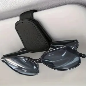 Car Sunglasses Holder, Magnetic Leather Sunglasses Holder & Ticket Card Clip, Universal Car Visor Accessories, Car Storage Organizers
