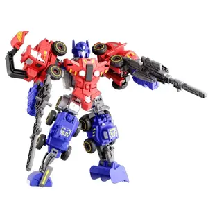 6-in-1 Multi-Mode Deformable Transforming Robot Car Toy Set, ABS Plastic Engineering Vehicle Building Blocks, STEM Educational Gift for Boys