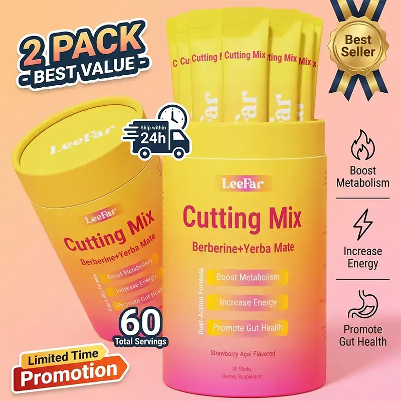 LeeFar Cutting Mix - Energy & Metabolism Support Drink Sticks, Berberine & Yerba Mate