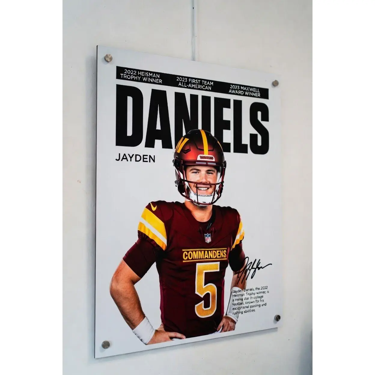 Jayden Daniels Art Print Washington Commanders Quarterback Poster Football Wall Decor Sports Fan Gift, Poster Gifts, Gift For Fan - Unframed