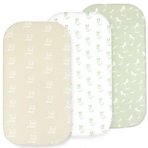 Bassinet Sheets Boy and Girl– 3-Pack Soft Fitted Bassinet Sheets, Organic Cotton, Breathable & Cozy, Fits 32x16x4 Inch Rectangle, Oval & Hourglass Mattresses