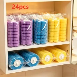 24/56PCS Toilet Cleaning Wand Refill Set, Disposable Colored Sponge Pads for Strong Stain Removal, Bathroom Cleaning Heads for Bathtub Sink and Toilet Multi-Surface Use, Stain Remover