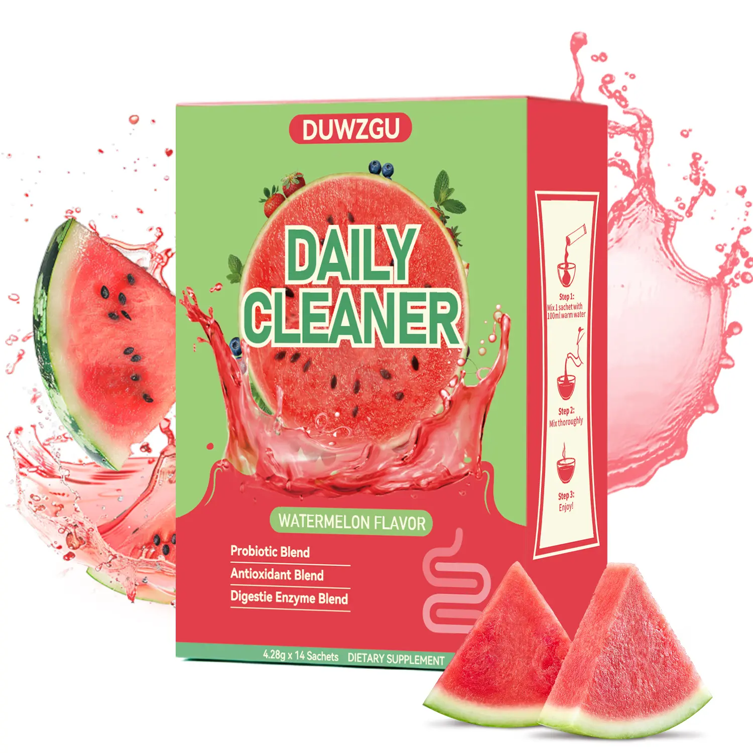 Prebiotic Blend Probiotic Powder Supplement, Watermelon Flavor, Gluten-free, Non-GMO Vitamin