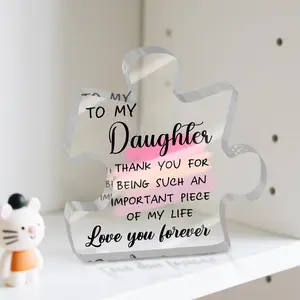 Puzzle Shaped Acrylic Plaque, Acrylic Photo Plaque, Creative Block Acrylic Ornament, Birthday Gift for Daughter, Suitable for Indoor Decoration for Bedroom and Living Room, Signs, Acrylic Desktop Decoration