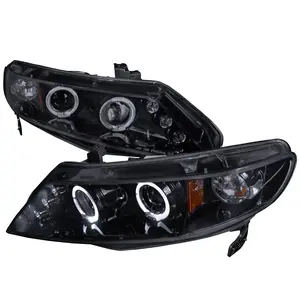 2006-2011 Honda Civic Sedan Dual Halo Projector Headlights (Glossy Black Housing/Smoked Lens)