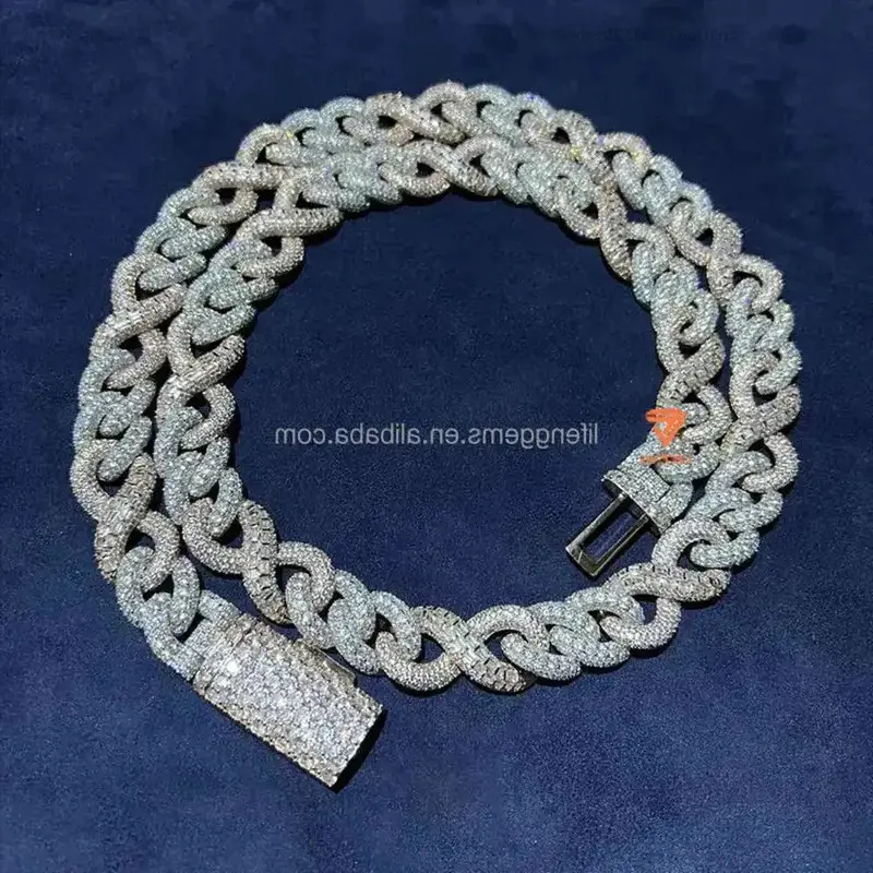 Men's Miami Cuban Link Chain - Iced Out VVS Moissanite Hip Hop Jewellery, Silver or Gold Plated Accessory Necklace