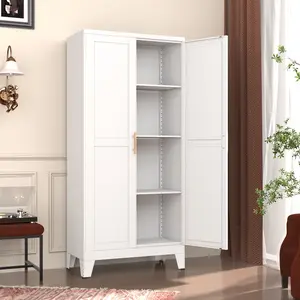 Metal Pantry Cabinet 47"with 2 Doors & 3 Adjustable Shelves, Kitchen Pantry Storage Cabinets for Dining Room, Living Room, Bathroom Furniture Organization storage cabinets drawer dresser Freestanding Cupboard