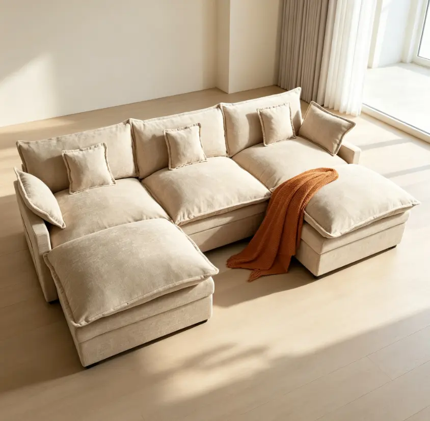 【2-3 Packages】115-149 Inch Modular Couch Sectionals with Ottoman, Big Comfy Cloud Couches, L/U Shaped 4-6 Seats Modular Sectional Sofa, Modern Cloud Sectional Couches for Living Room, Deep Seat Sofa