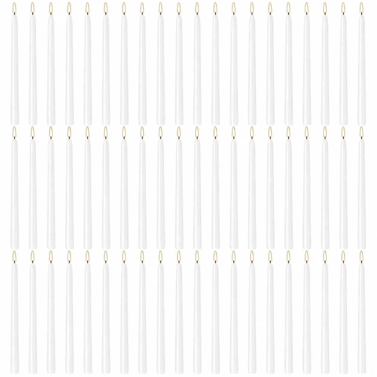 10-Inch Ivory Classic Taper Decorative Candles Set (60 Pcs, 3/4-In Base Diameter) - Unscented, Smokeless Paraffin Wax, Cotton Wicks, 7-8 Hr Burn Time, Dripless, Indoor Use, Room Decor, Weddings, Restaurants, Religious Events, Home Supplies
