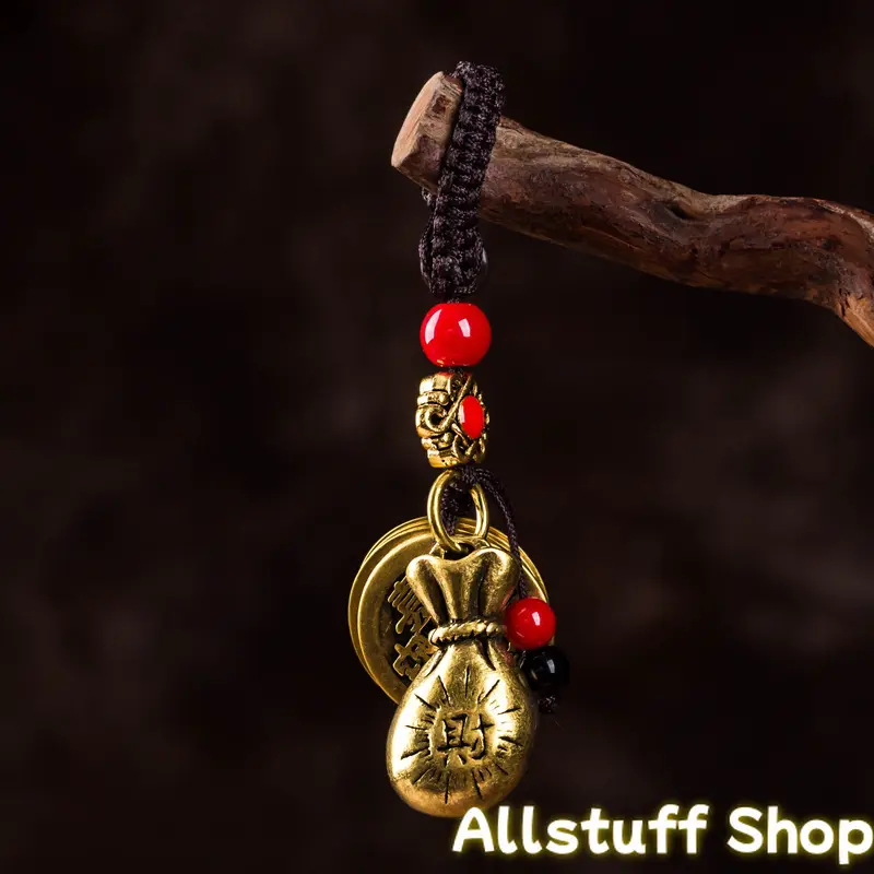 1pc Men's Aluminium Alloy Money Gourd Keychain - Designer-Inspired Metallic Gold Accents Decorative Keychain, Wealth-Attracting Car Key Pendant, Money Bag Charm, Holiday Gift, Aluminium Alloy Keychains, Decorative Keychain Keychains
