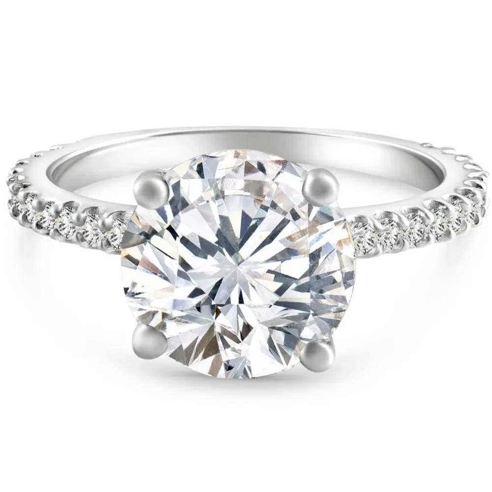 Certified 4 1/4Ct Diamond Engagement Ring 14k Gold Lab Grown With Sidestones