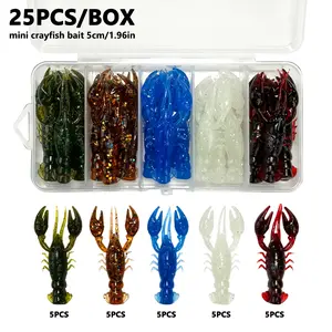 25pcs Lobster Shape Soft Bait Artificial Fishing Lure 1.96 Inch 2.3g, Freshwater and Saltwater Fishing Lures, Crayfish and Crab Bait for Bass Fishing, Fishing Lure Kit